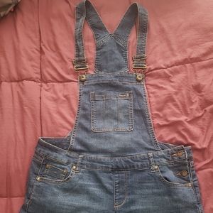 Blue jean overall shorts